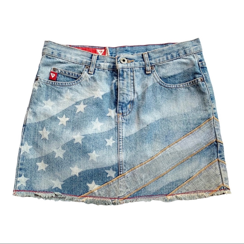 Guess Vintage Patriotic Denim Mini Skirt Size 27